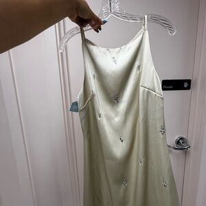 Elegant Cream Slip Dress with Embellishments